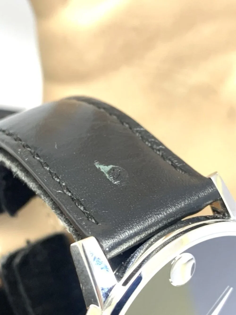 Movado Men's Watch 0607269 Swiss Quartz Silver Museum Black Dial Leather Strap